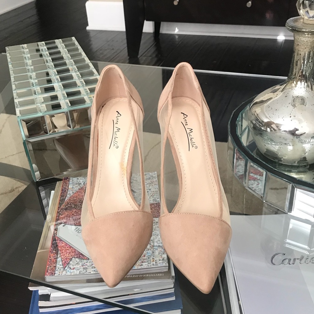 Super cute nude see through pumps